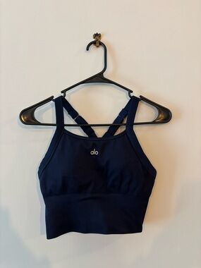 ALO Yoga Navy High-Neck Crisscross Sports Bra